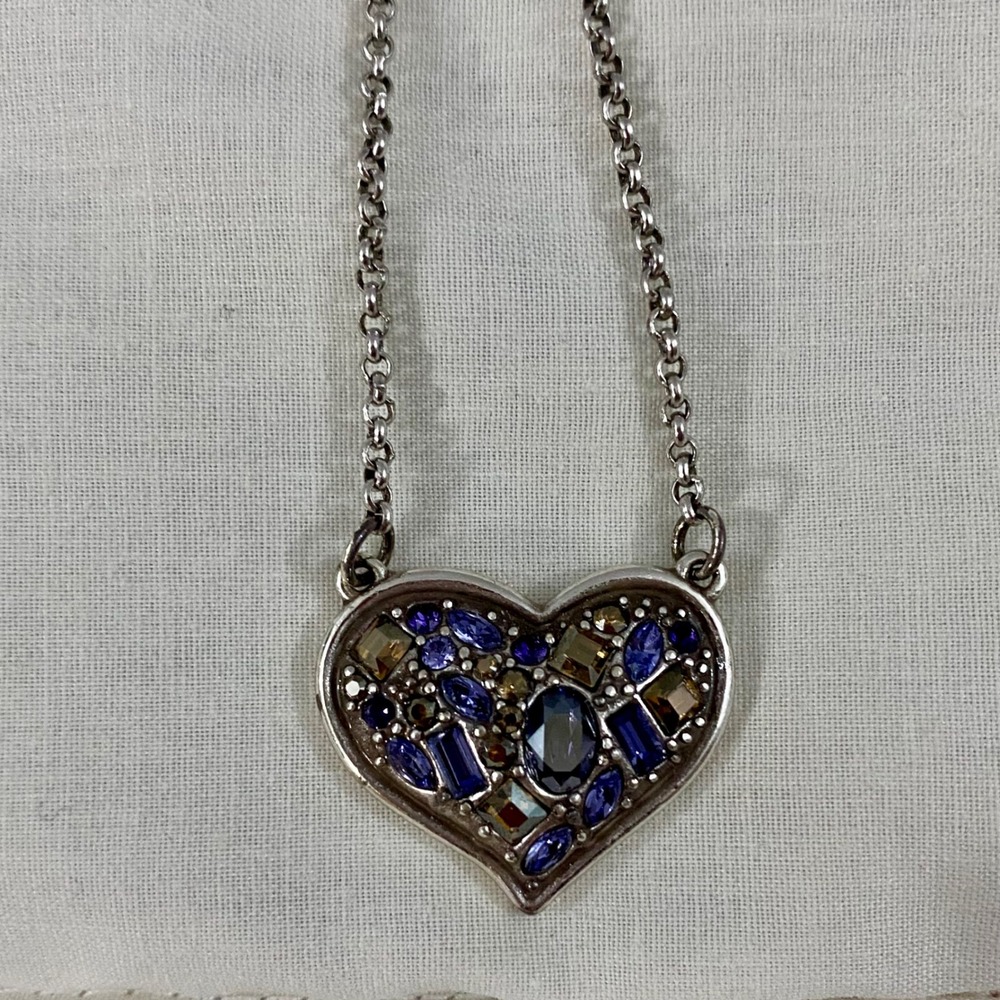 Brighton Be You The World Will Adjust Women Silver Purple Crystal Heart Necklace - Picture 10 of 12
